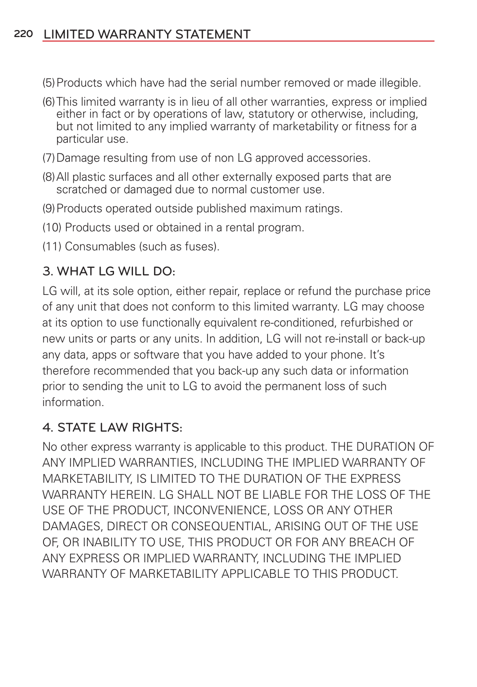 LG LGVS876 User Manual | Page 222 / 226