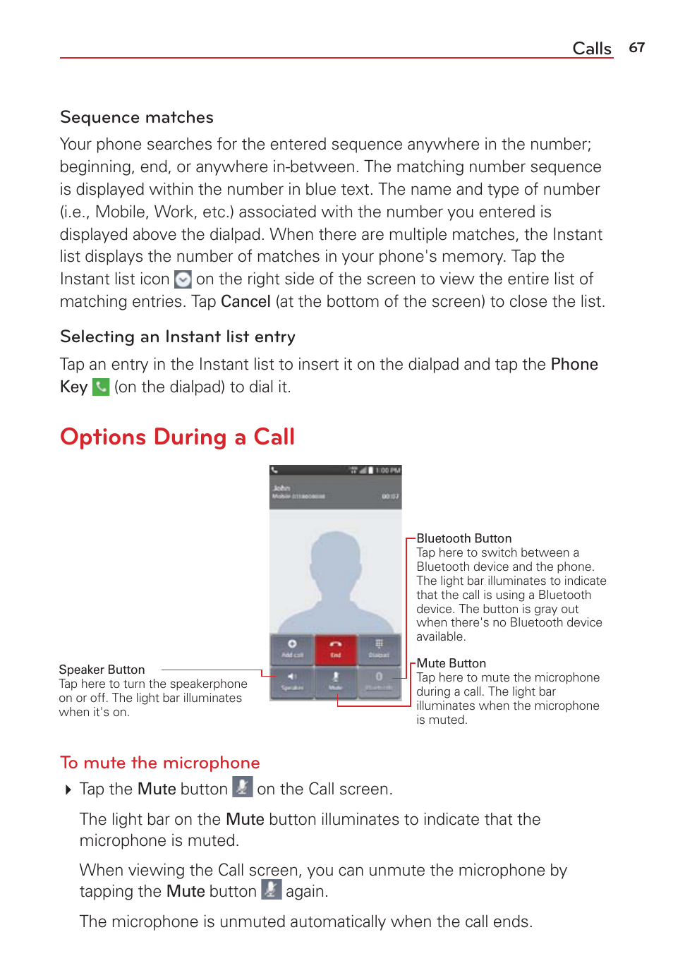 Options during a call | LG LGVS876 User Manual | Page 69 / 226