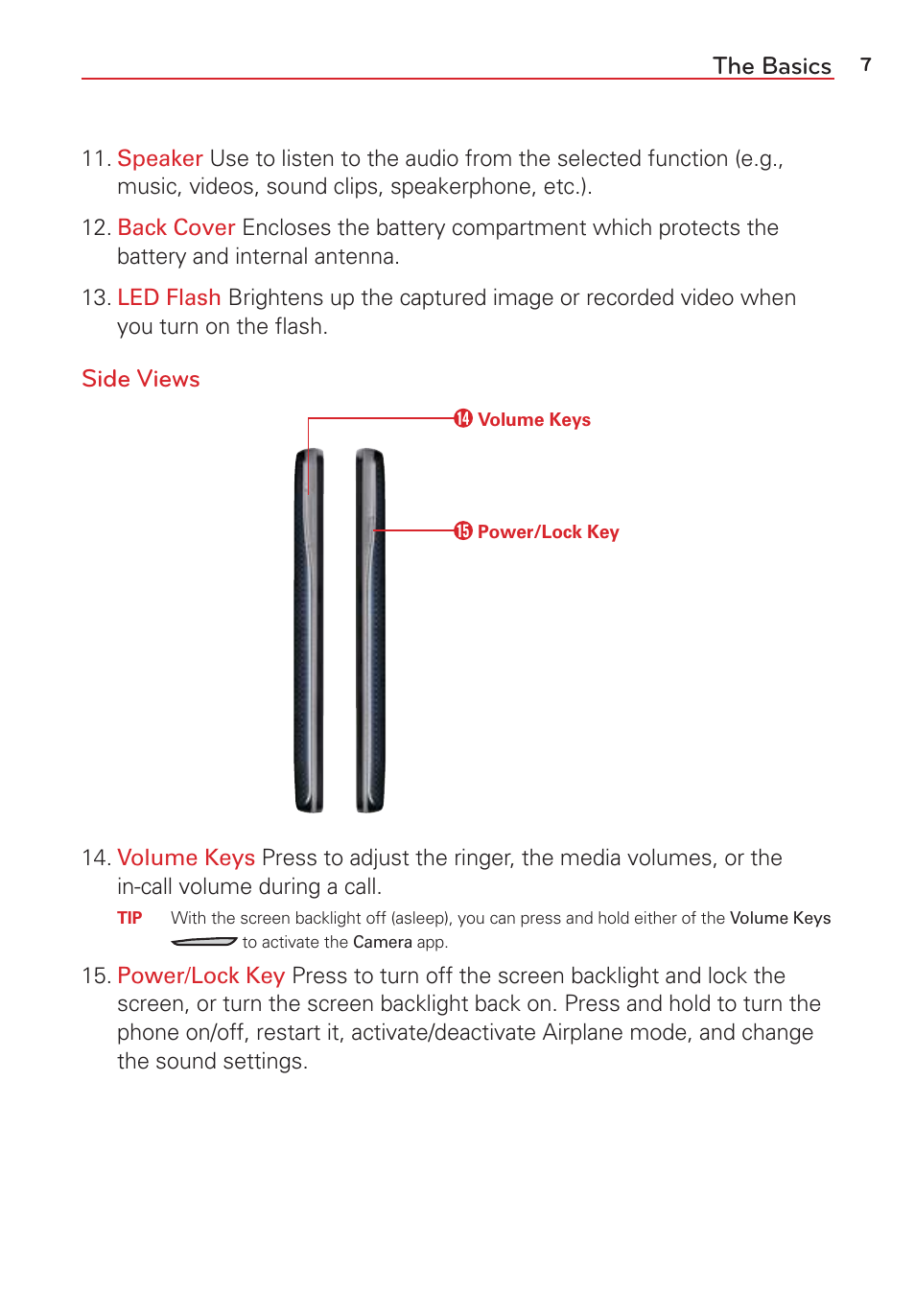 The basics, Side views | LG LGVS876 User Manual | Page 9 / 226