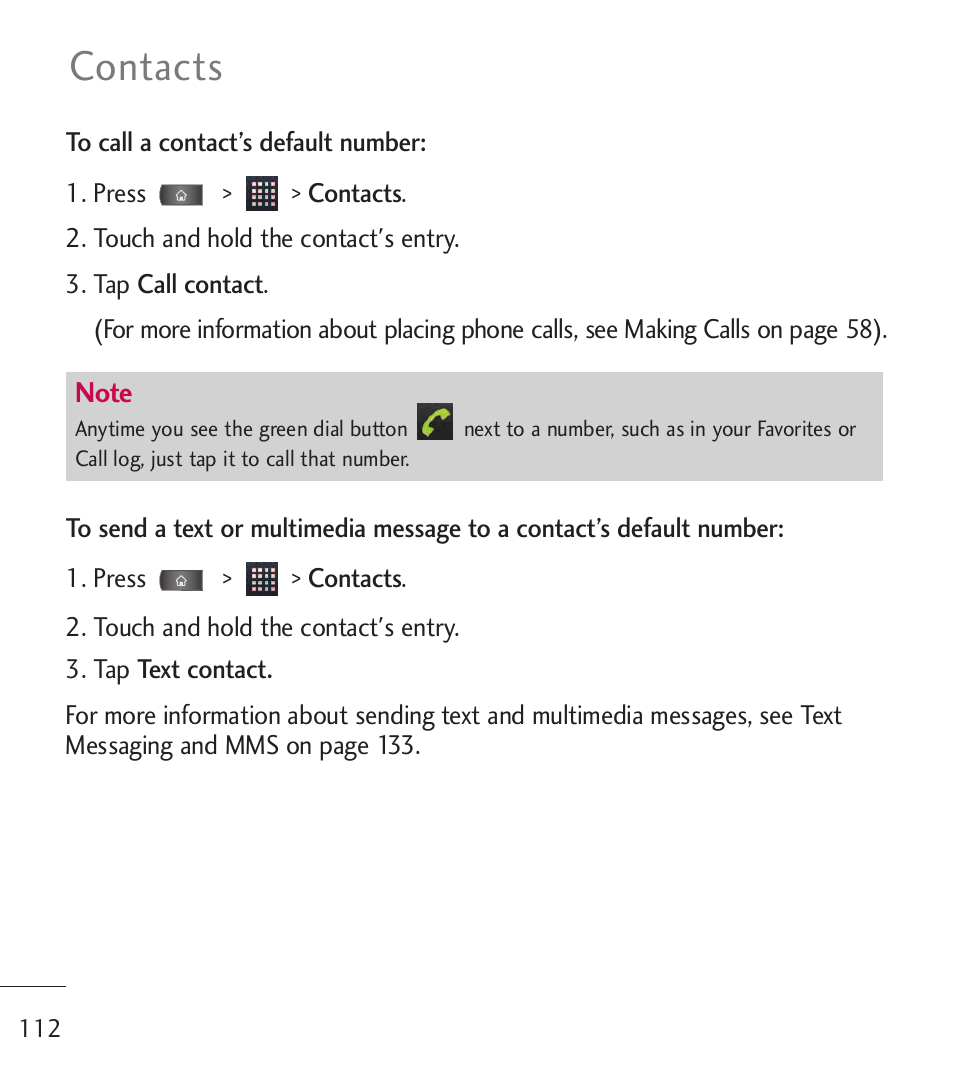 Contacts | LG LGL55C User Manual | Page 114 / 506