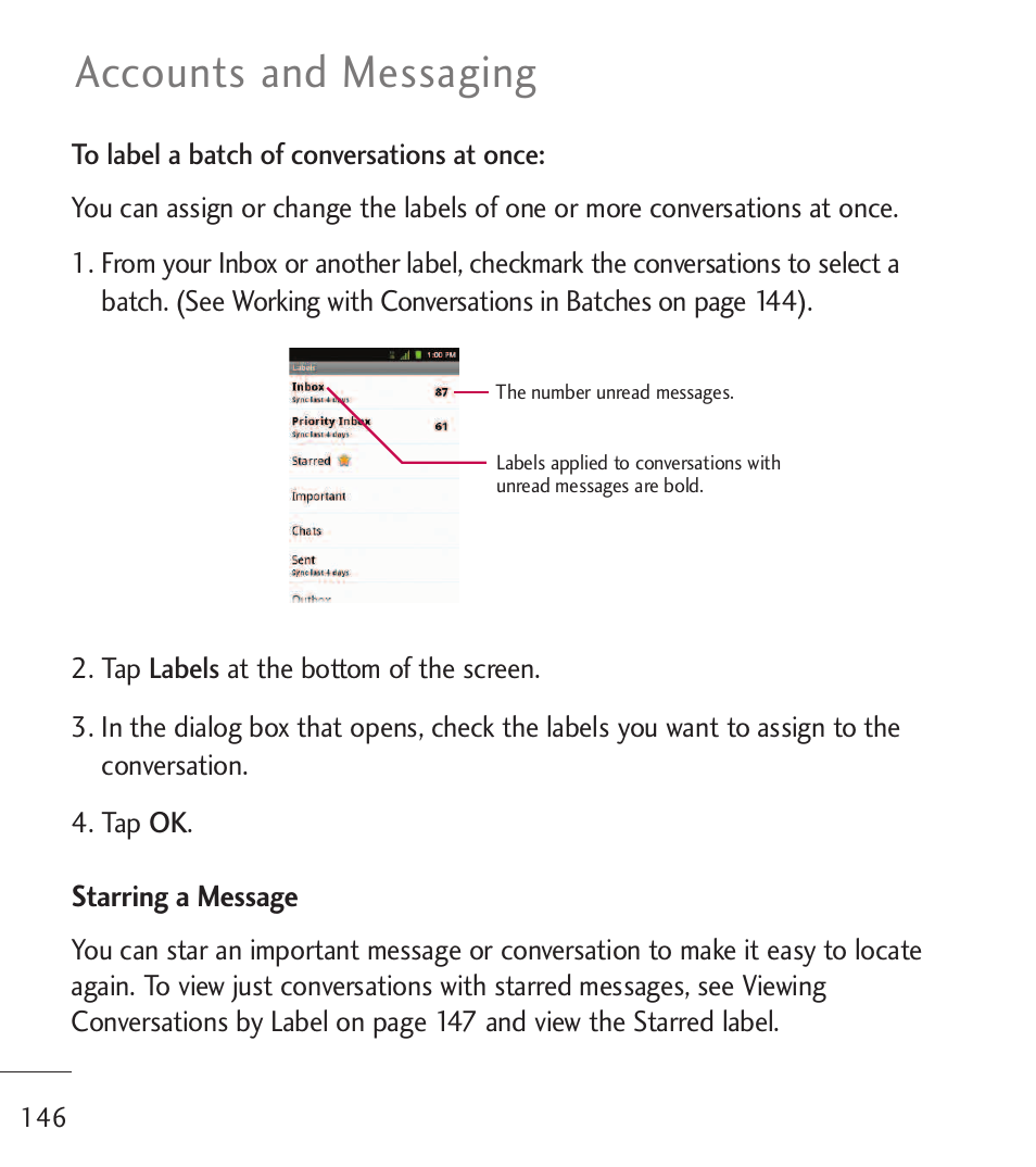 Accounts and messaging | LG LGL55C User Manual | Page 148 / 506