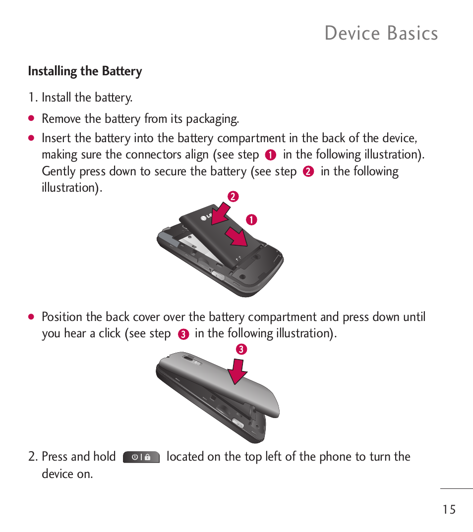 Device basics | LG LGL55C User Manual | Page 17 / 506