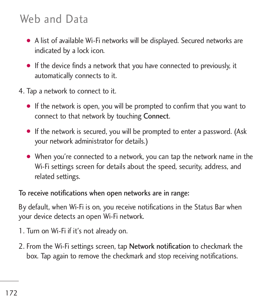 Web and data | LG LGL55C User Manual | Page 174 / 506