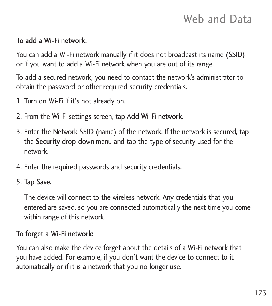 Web and data | LG LGL55C User Manual | Page 175 / 506