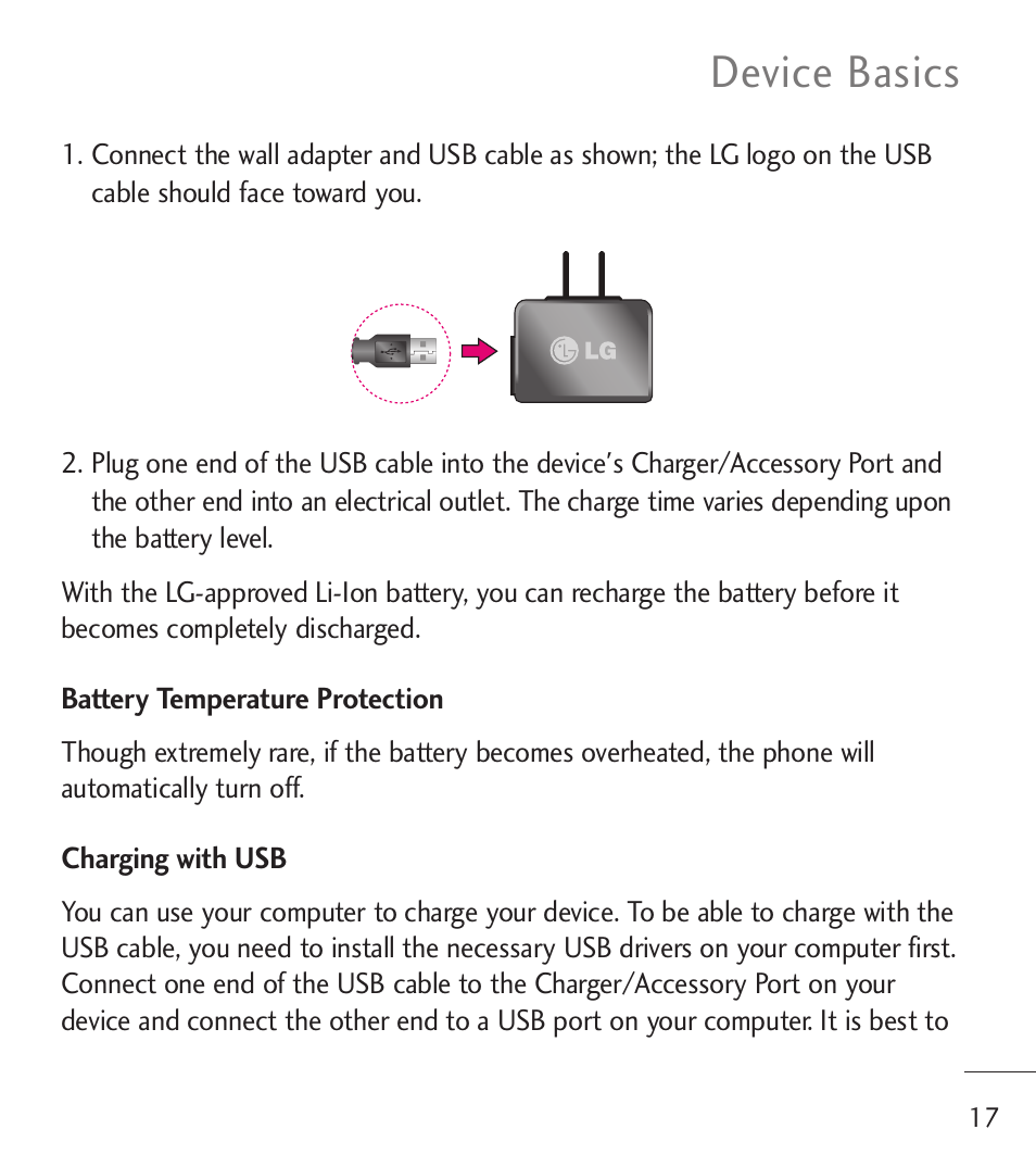 Device basics | LG LGL55C User Manual | Page 19 / 506