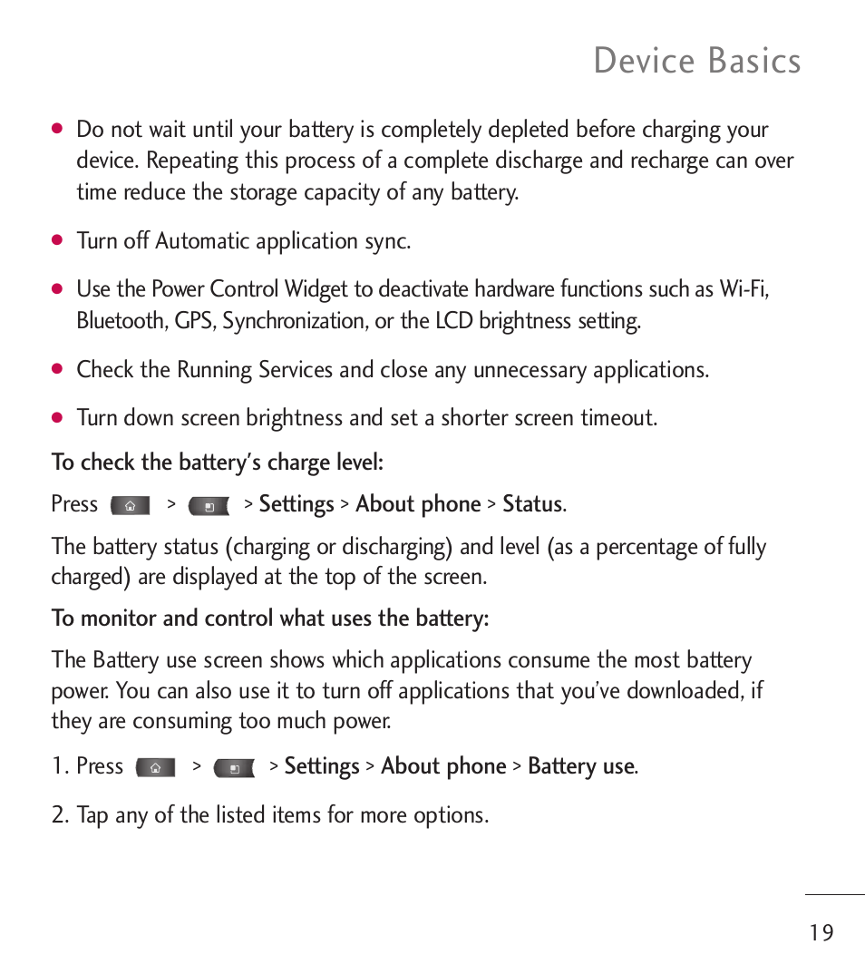 Device basics | LG LGL55C User Manual | Page 21 / 506