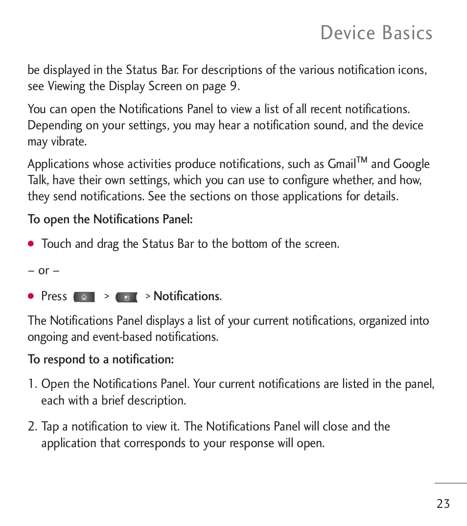 Device basics | LG LGL55C User Manual | Page 25 / 506