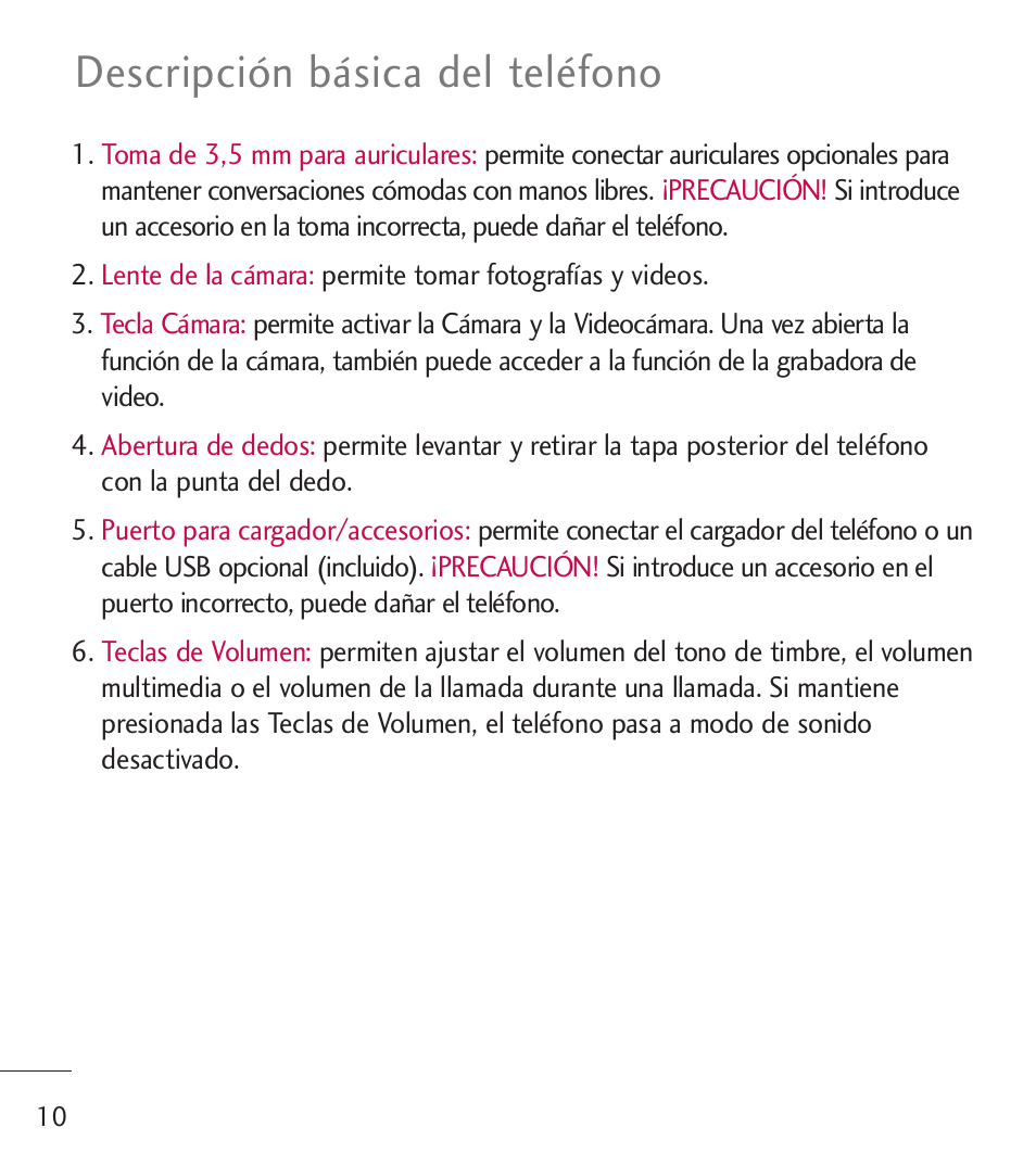 Descripción básica del teléfono | LG LGL55C User Manual | Page 252 / 506