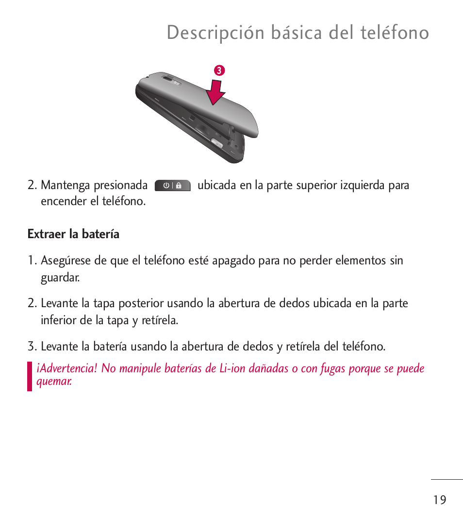 Descripción básica del teléfono | LG LGL55C User Manual | Page 261 / 506