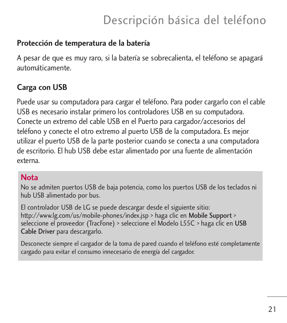 Descripción básica del teléfono | LG LGL55C User Manual | Page 263 / 506