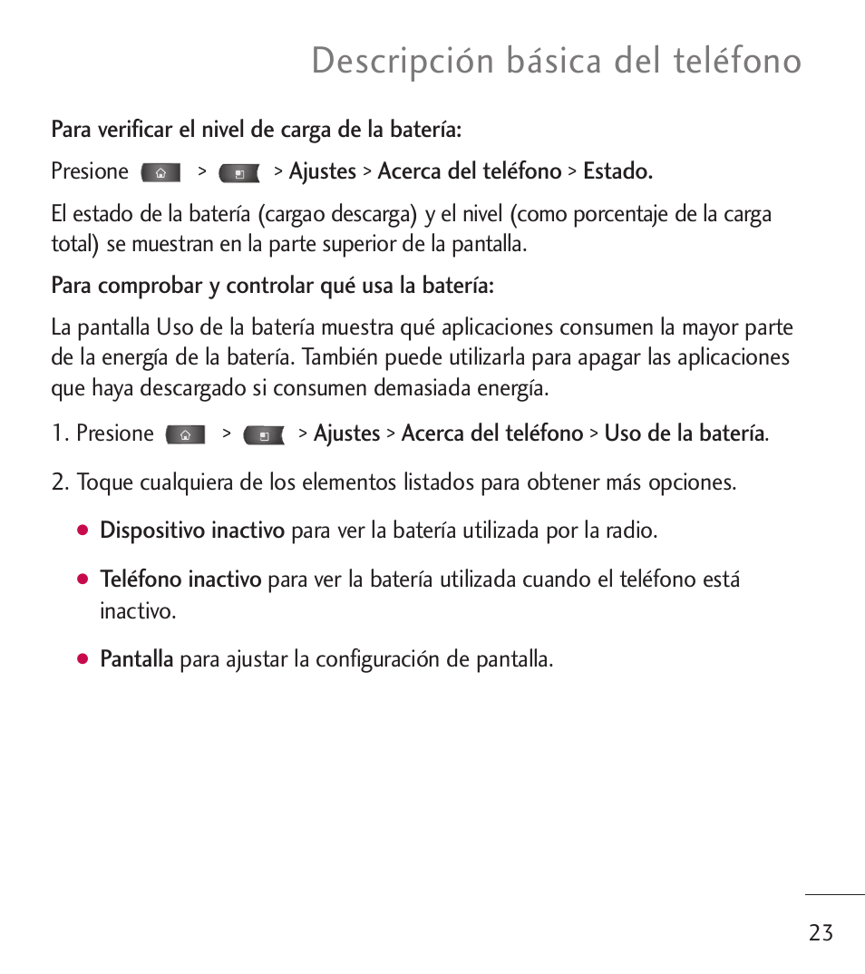 Descripción básica del teléfono | LG LGL55C User Manual | Page 265 / 506