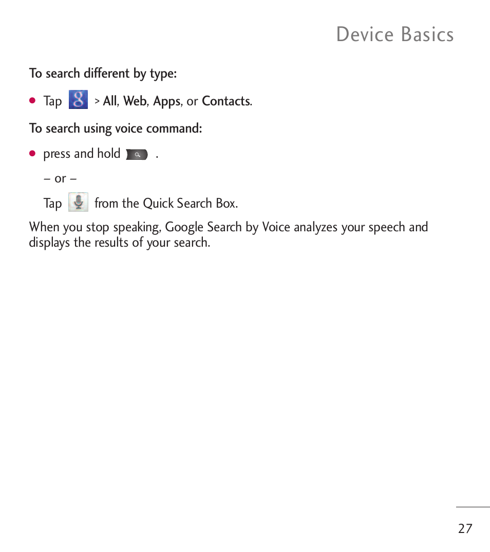 Device basics | LG LGL55C User Manual | Page 29 / 506