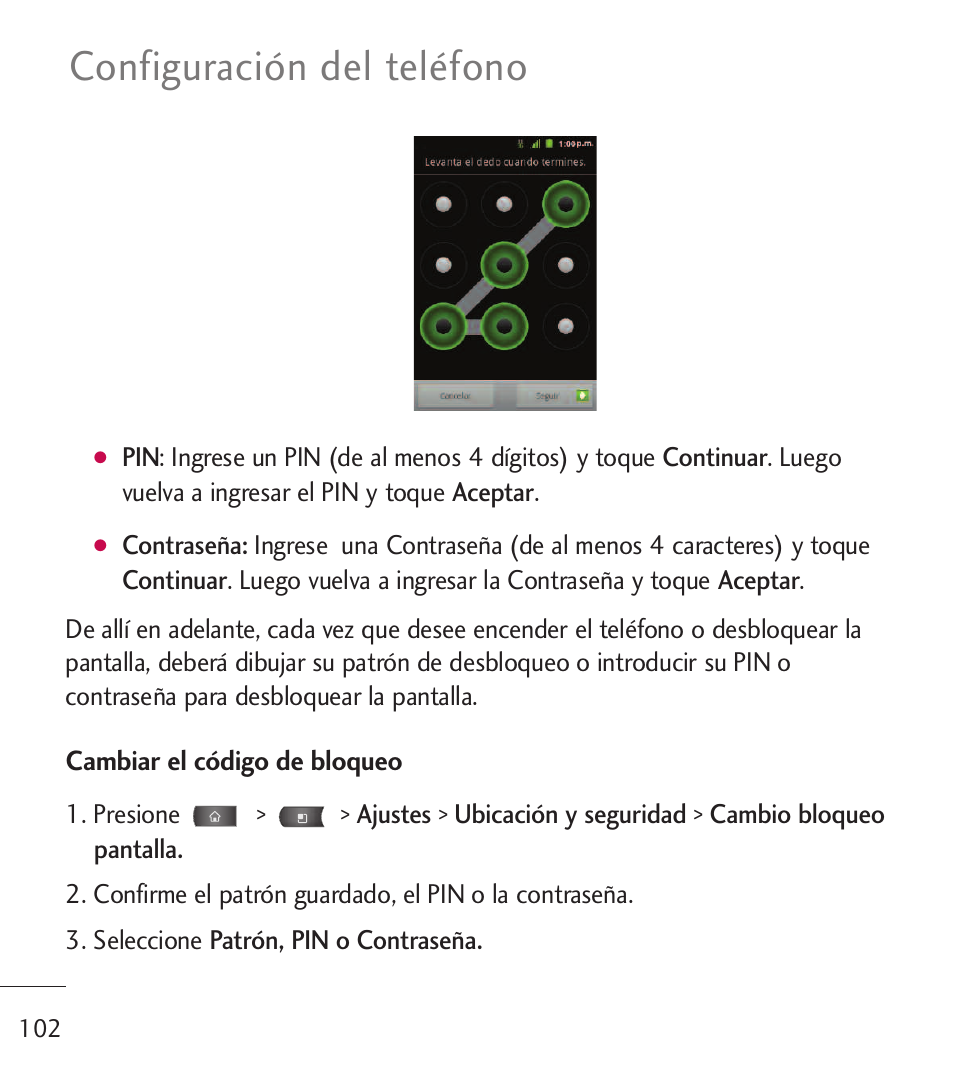 Configuración del teléfono | LG LGL55C User Manual | Page 344 / 506