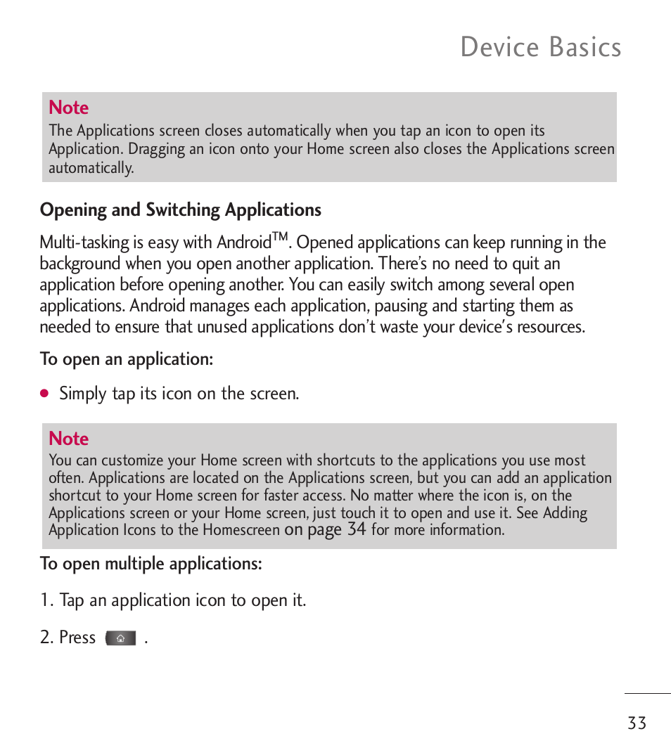 Device basics | LG LGL55C User Manual | Page 35 / 506