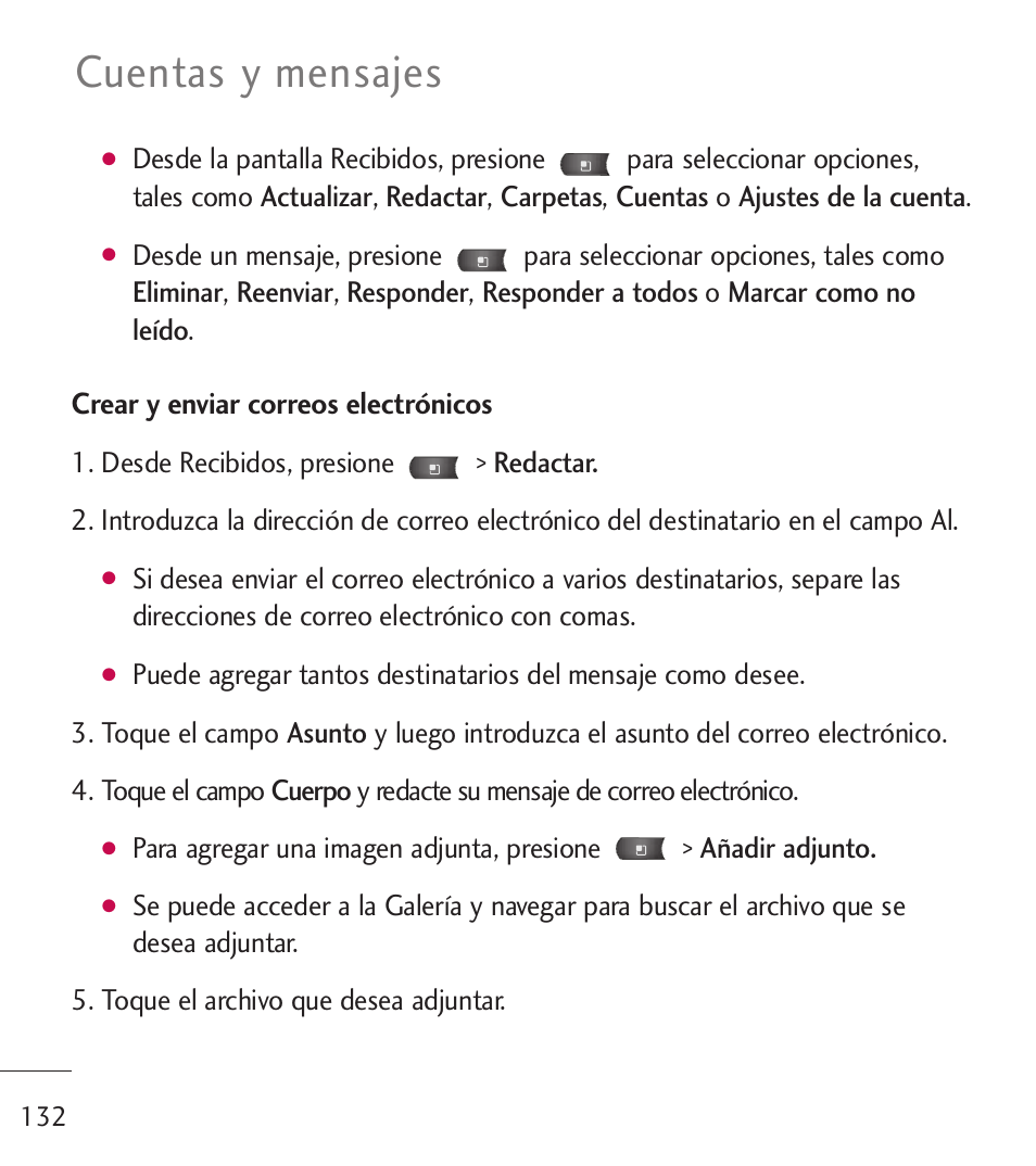 Cuentas y mensajes | LG LGL55C User Manual | Page 374 / 506