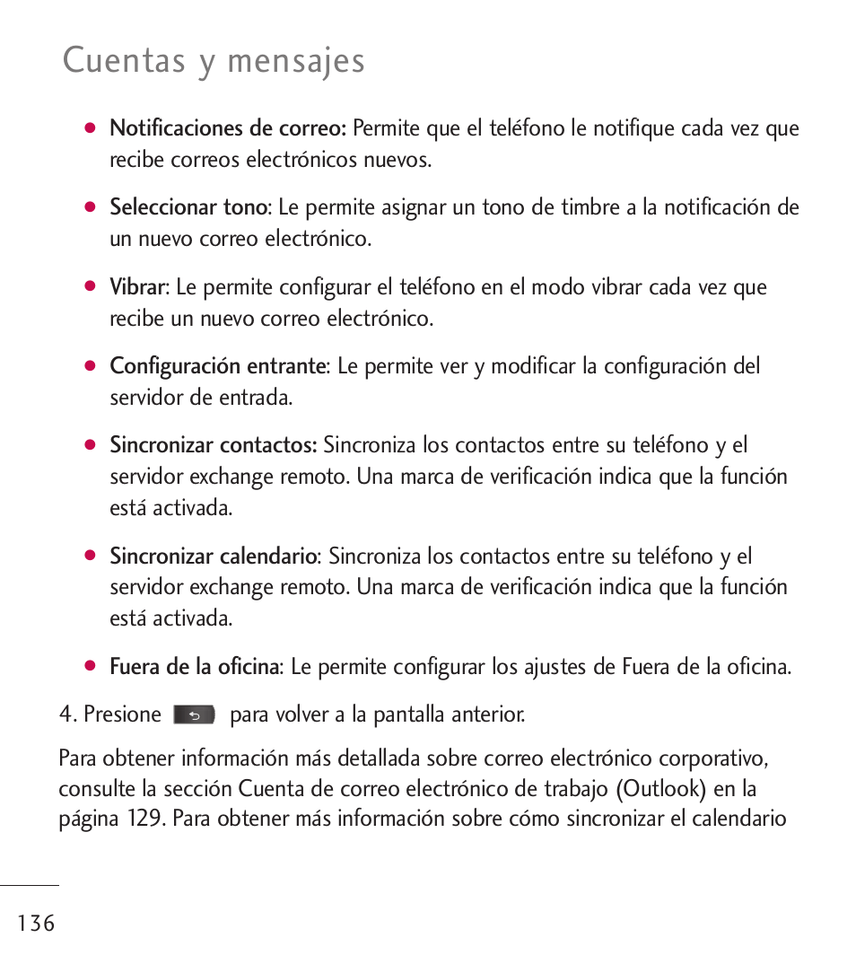 Cuentas y mensajes | LG LGL55C User Manual | Page 378 / 506