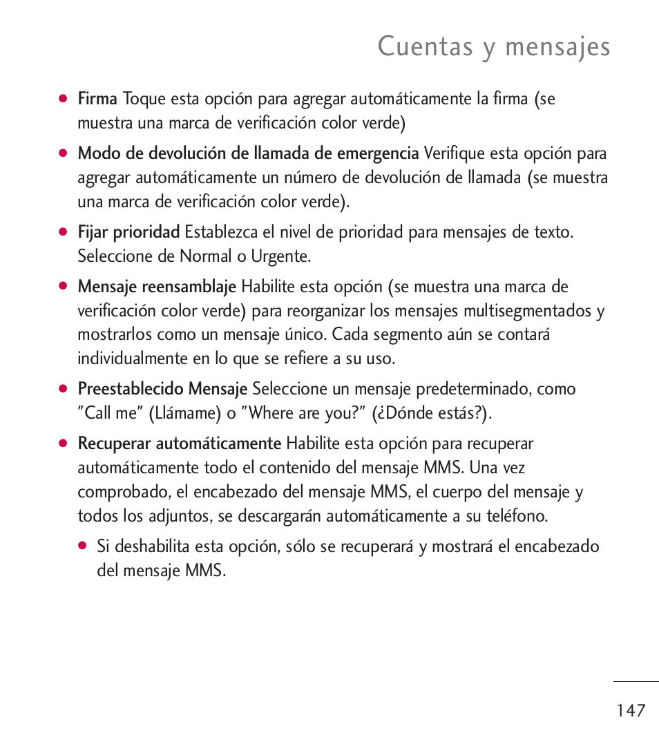 Cuentas y mensajes | LG LGL55C User Manual | Page 389 / 506