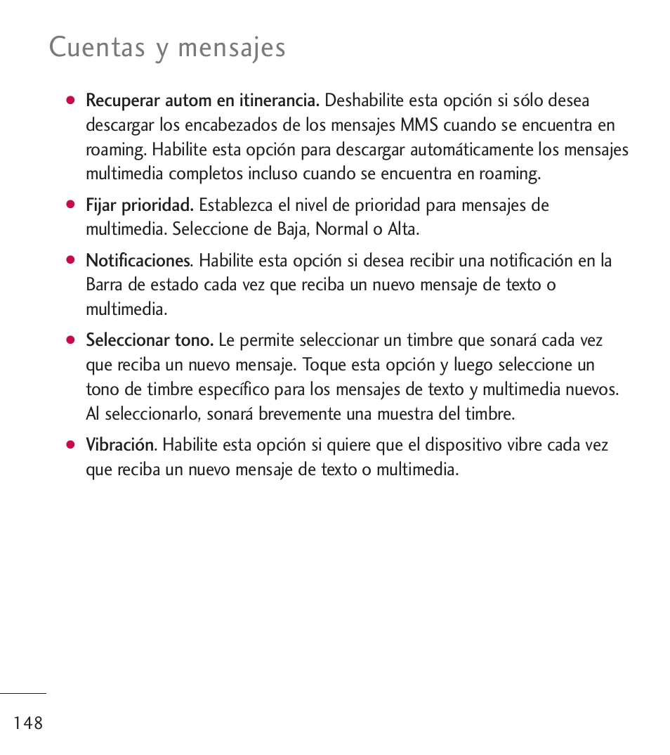 Cuentas y mensajes | LG LGL55C User Manual | Page 390 / 506