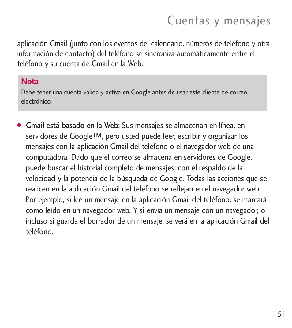 Cuentas y mensajes | LG LGL55C User Manual | Page 393 / 506