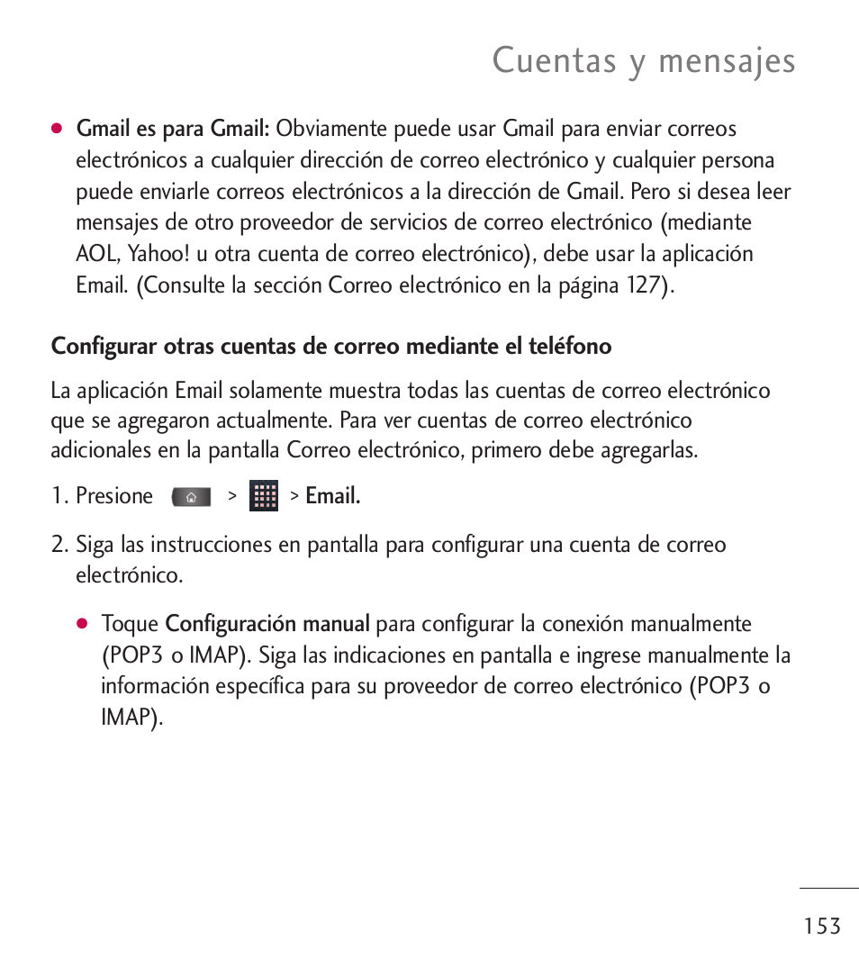 Cuentas y mensajes | LG LGL55C User Manual | Page 395 / 506