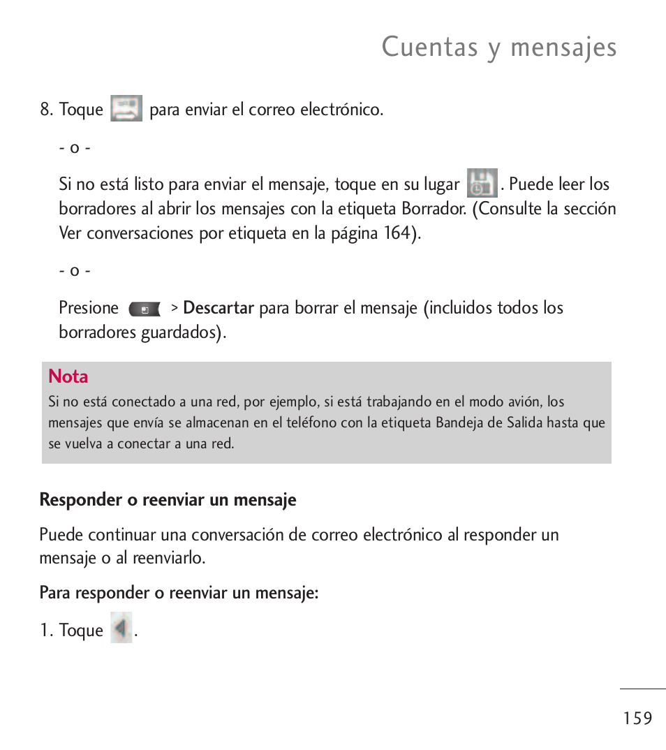 Cuentas y mensajes | LG LGL55C User Manual | Page 401 / 506