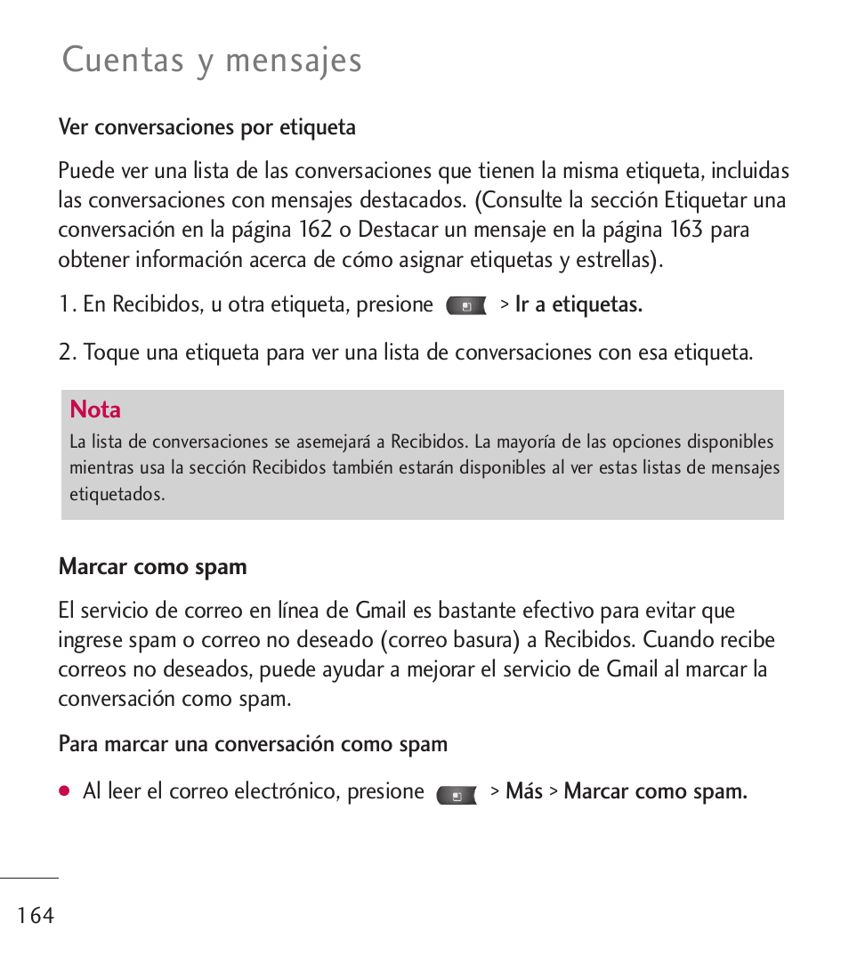 Cuentas y mensajes | LG LGL55C User Manual | Page 406 / 506