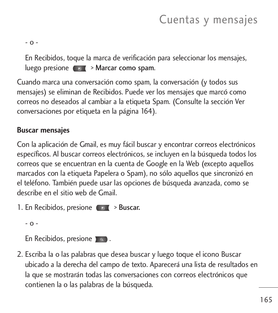 Cuentas y mensajes | LG LGL55C User Manual | Page 407 / 506