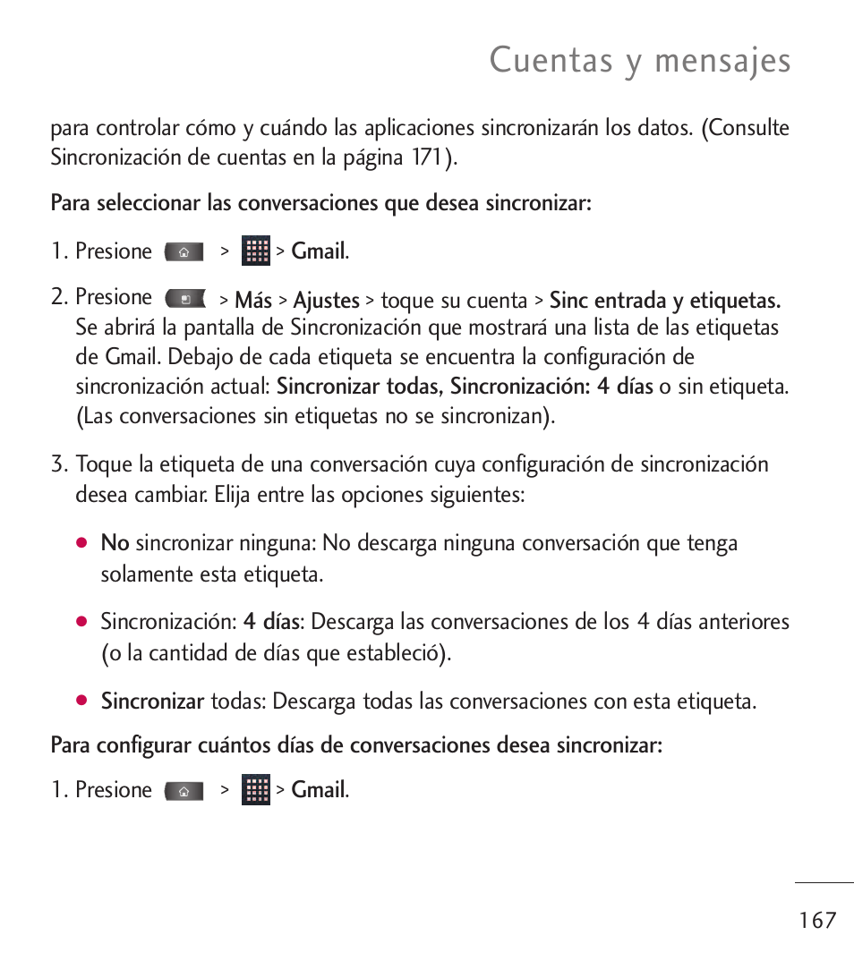 Cuentas y mensajes | LG LGL55C User Manual | Page 409 / 506