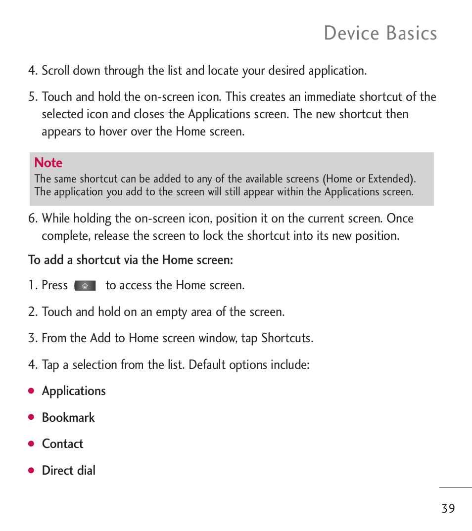 Device basics | LG LGL55C User Manual | Page 41 / 506