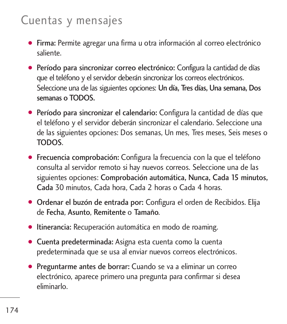 Cuentas y mensajes | LG LGL55C User Manual | Page 416 / 506