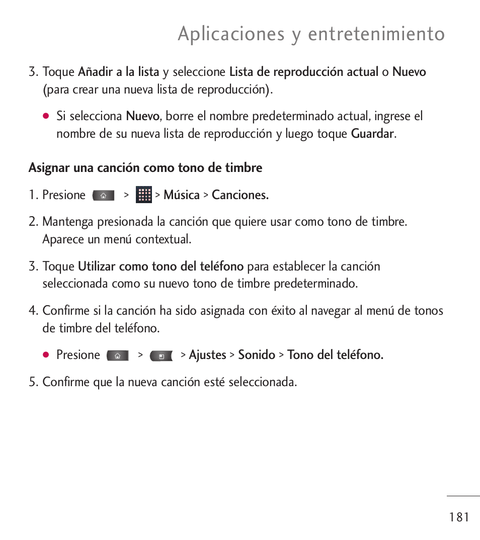 Aplicaciones y entretenimiento | LG LGL55C User Manual | Page 423 / 506