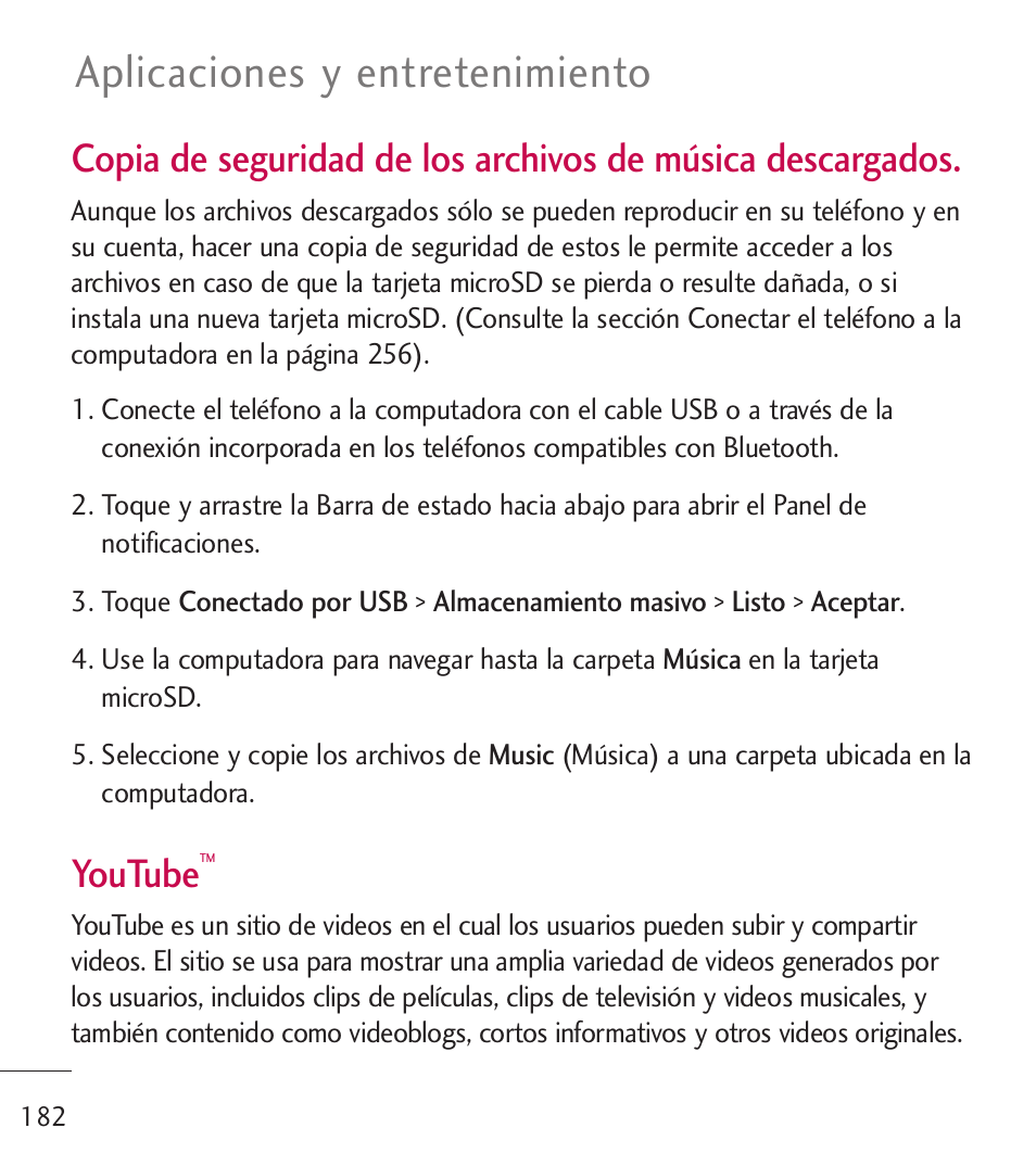 Aplicaciones y entretenimiento, Youtube | LG LGL55C User Manual | Page 424 / 506