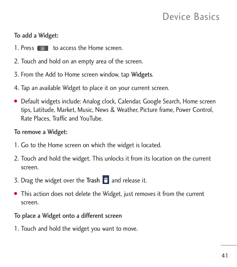 Device basics | LG LGL55C User Manual | Page 43 / 506