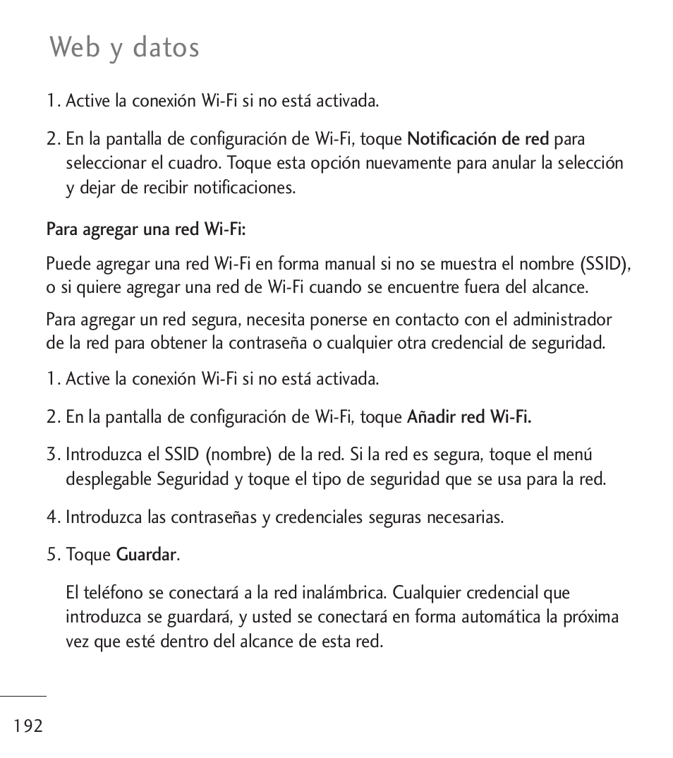 Web y datos | LG LGL55C User Manual | Page 434 / 506