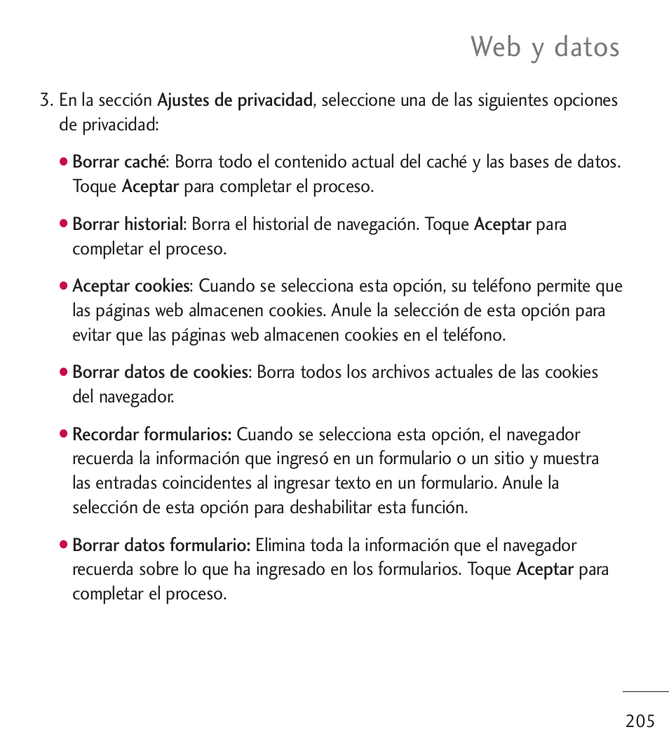 Web y datos | LG LGL55C User Manual | Page 447 / 506