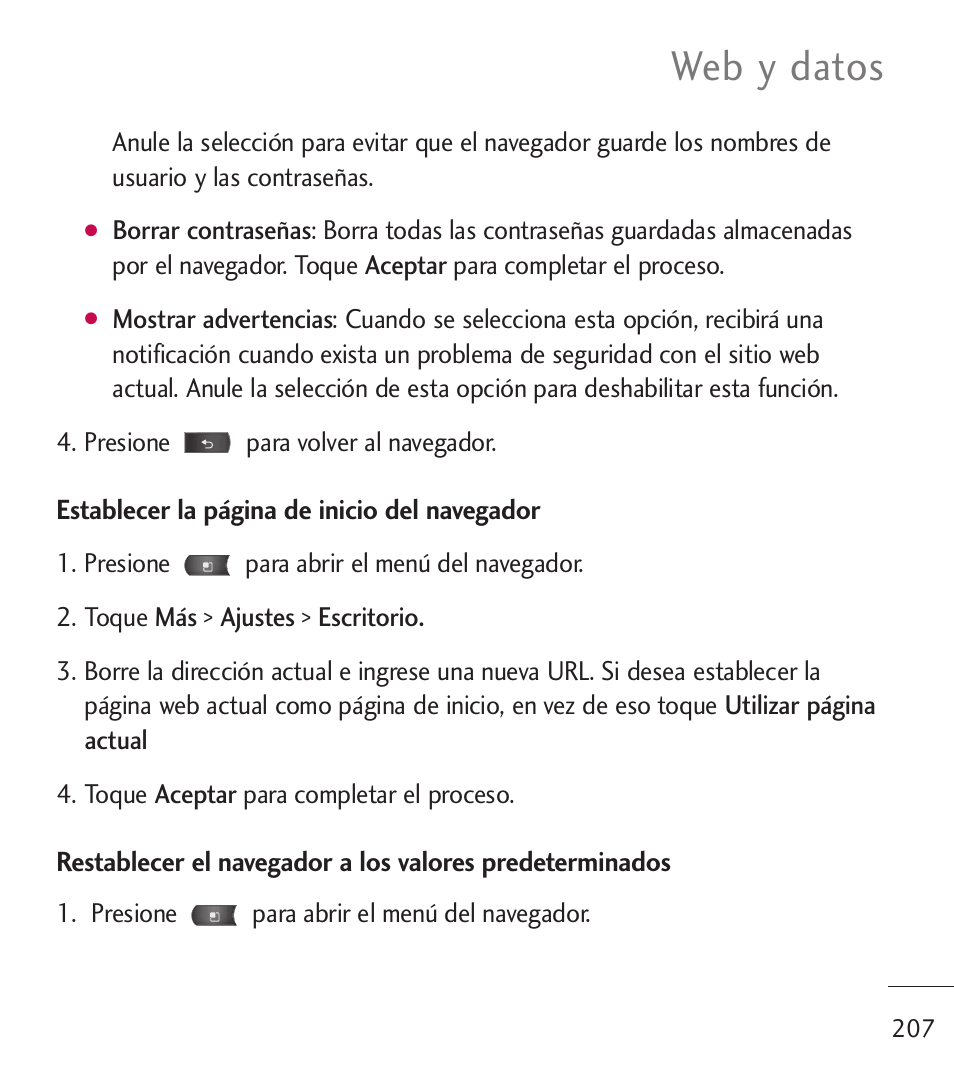 Web y datos | LG LGL55C User Manual | Page 449 / 506