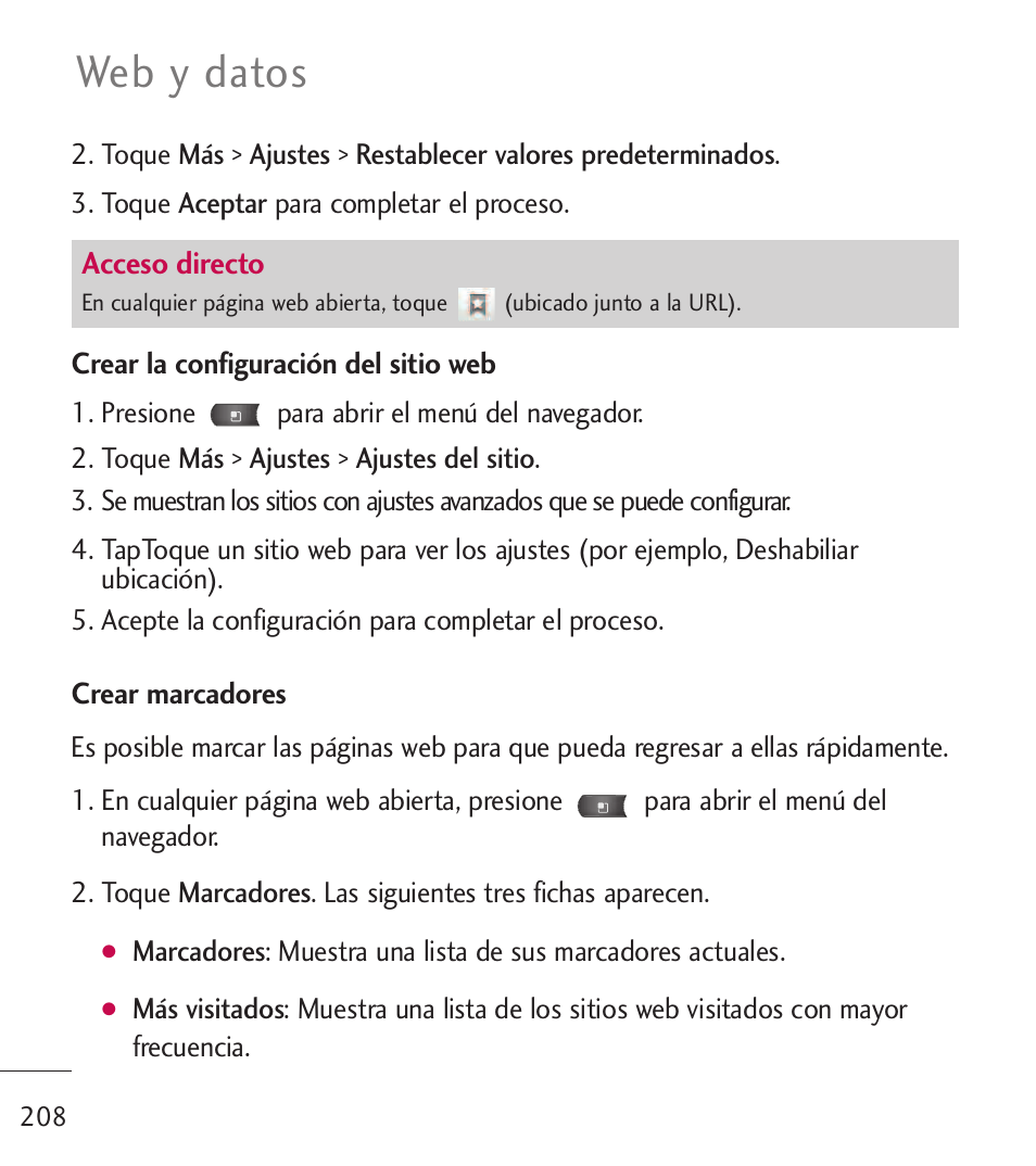 Web y datos | LG LGL55C User Manual | Page 450 / 506