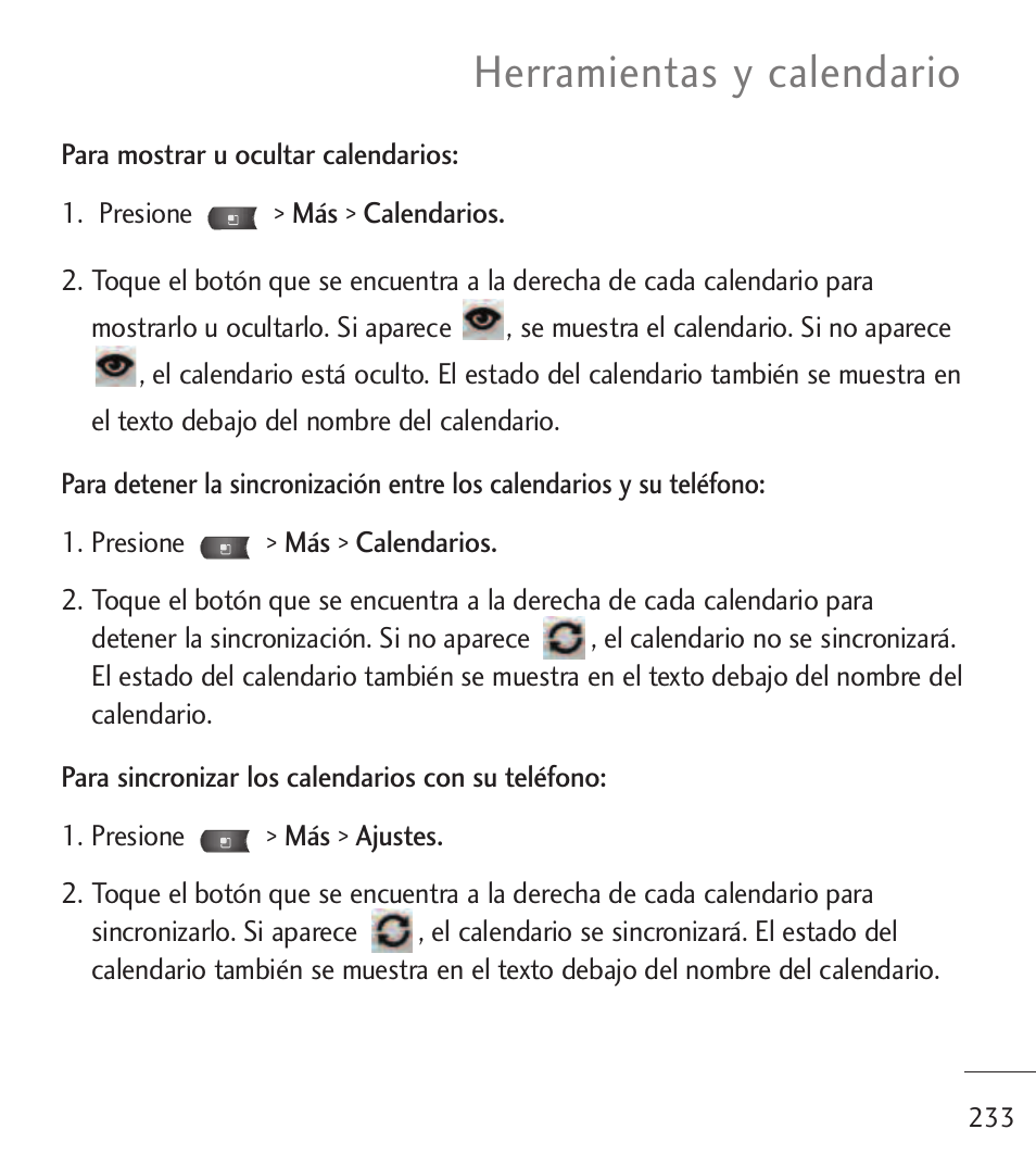 Herramientas y calendario | LG LGL55C User Manual | Page 475 / 506