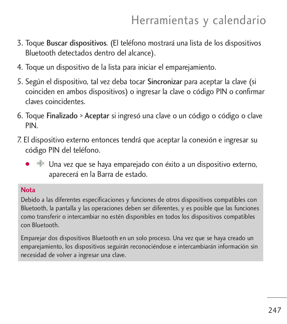 Herramientas y calendario | LG LGL55C User Manual | Page 489 / 506