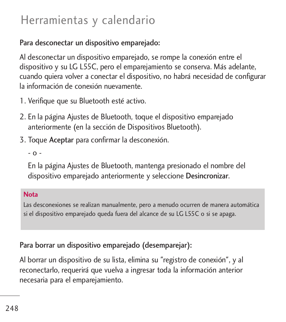 Herramientas y calendario | LG LGL55C User Manual | Page 490 / 506