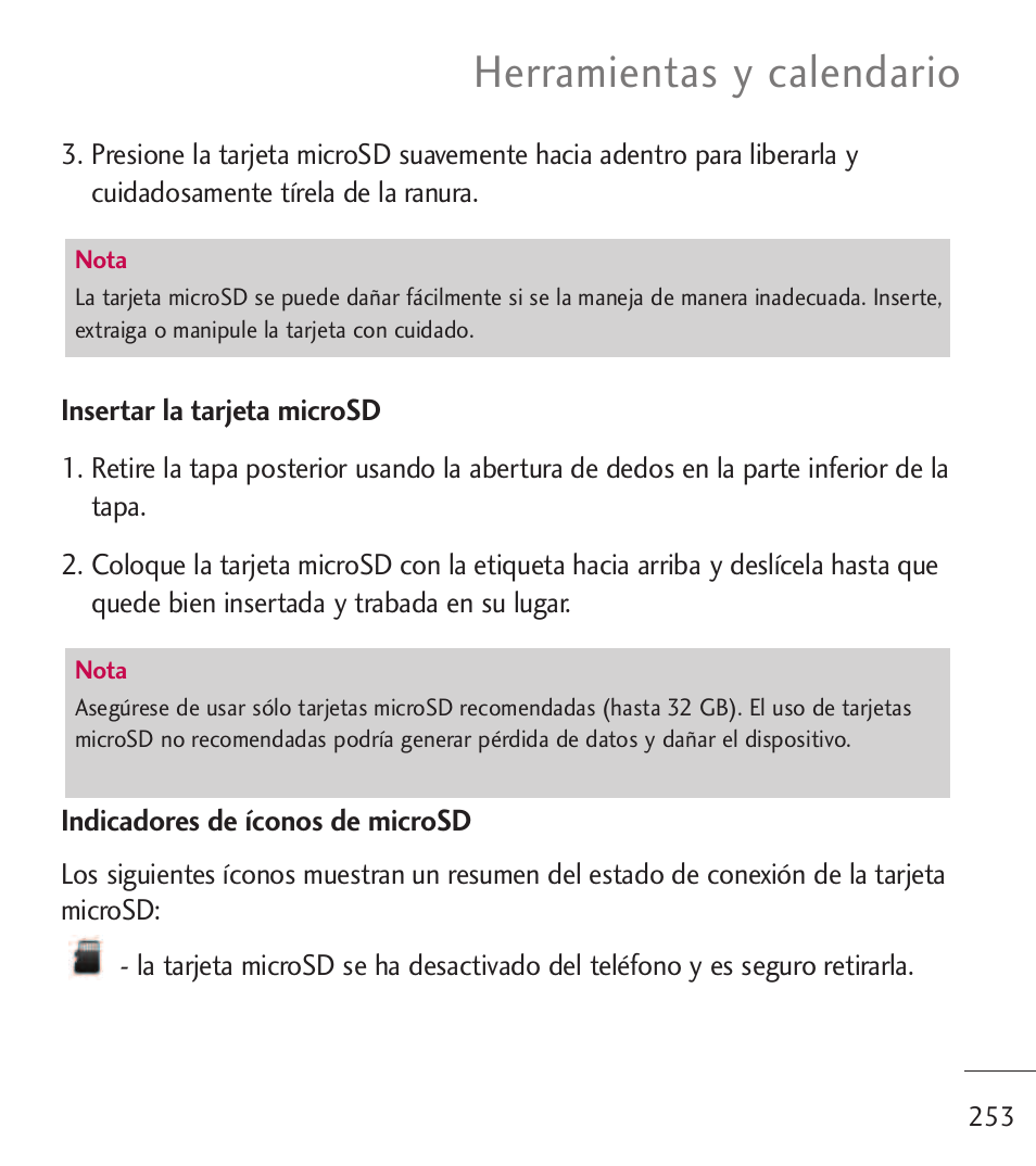 Herramientas y calendario | LG LGL55C User Manual | Page 495 / 506