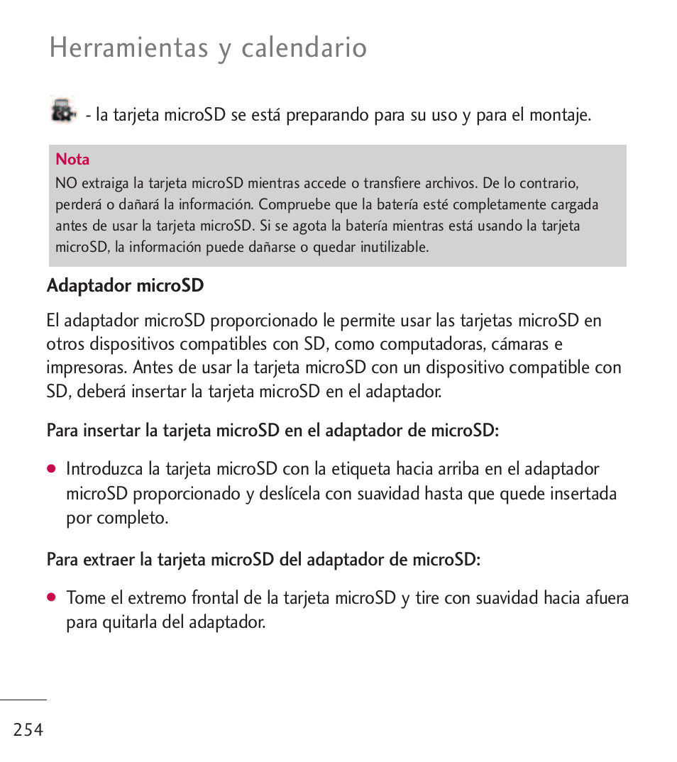 Herramientas y calendario | LG LGL55C User Manual | Page 496 / 506