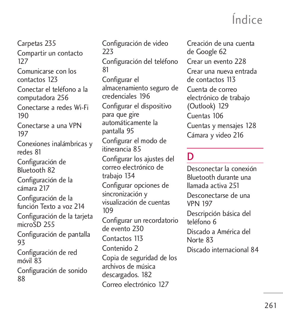 Índice | LG LGL55C User Manual | Page 503 / 506