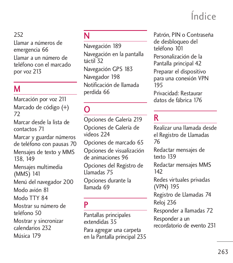 Índice | LG LGL55C User Manual | Page 505 / 506