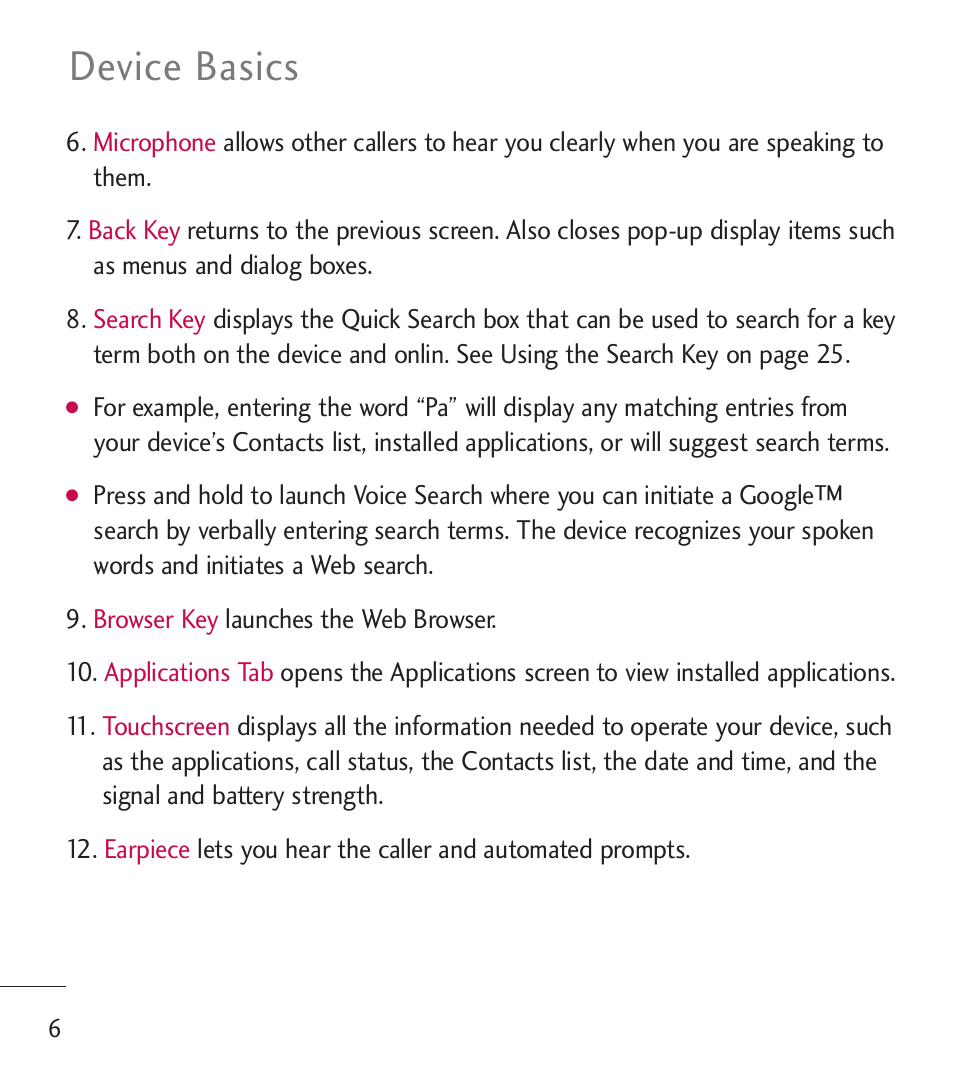 Device basics | LG LGL55C User Manual | Page 8 / 506