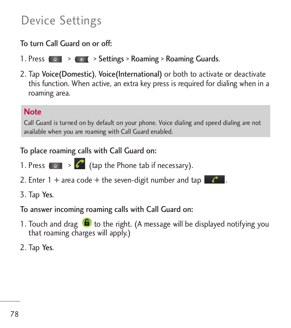 Device settings | LG LGL55C User Manual | Page 80 / 506