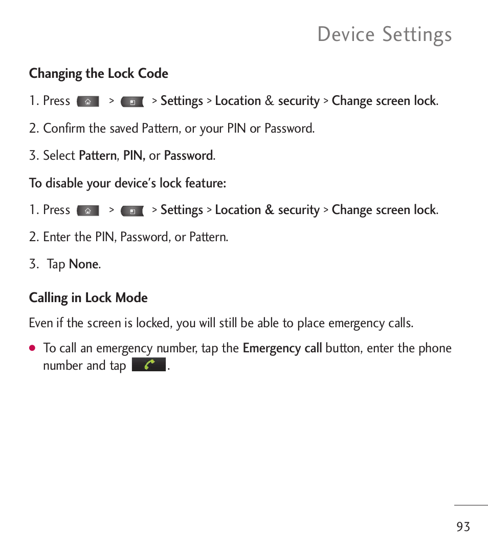 Device settings | LG LGL55C User Manual | Page 95 / 506