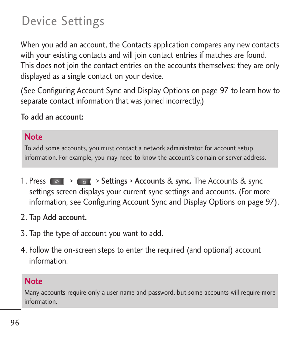 Device settings | LG LGL55C User Manual | Page 98 / 506