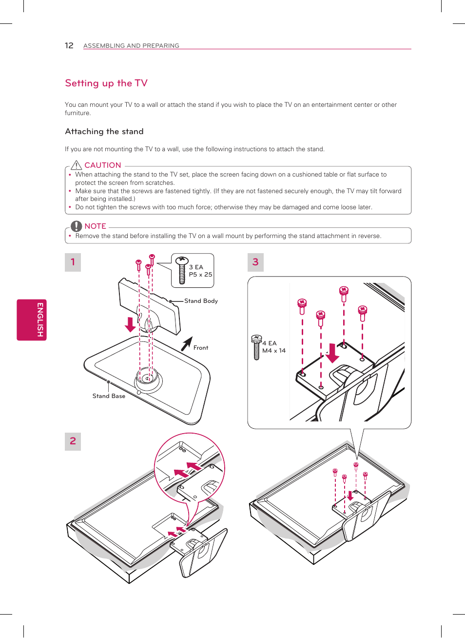 Setting up the tv | LG 50LN5400 User Manual | Page 12 / 48