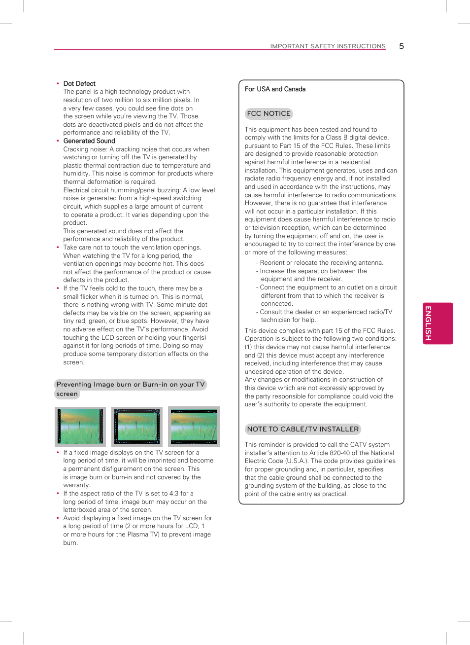 LG 50LN5400 User Manual | Page 5 / 48